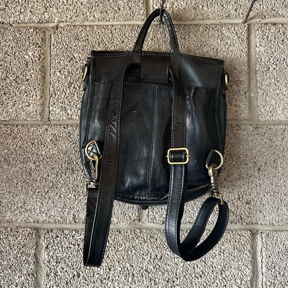 HOBO International Black Leather Saddle Bag Crossbody Purse Bronze Hardware - Picture 5 of 6